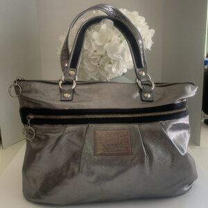 COACH VINTAGE POPPY METALLIC SILVER Tote Bag w/Coach Cover